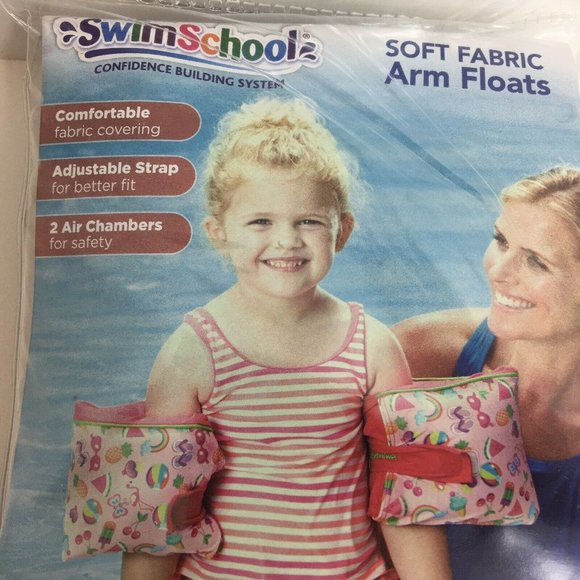 Swim School Perfect Fit Fabric Arm Floats Level 3 Water Wings 30-50 LBS Pink New - Picture 6 of 12